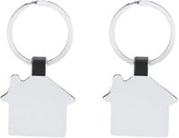 Merkloos / Sans marque Makito Western Europe (mkto) Sleutelhanger met klein huisje - 2x - zilver - metaal - 3.5 x 3 cm - eigen huis/nieuw huis - huissleutels