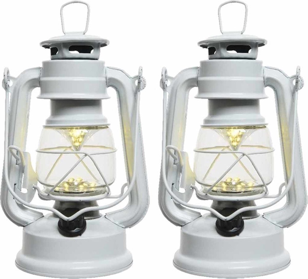 Lumineo Set van 3x stuks witte LED licht stormlantaarn 25 cm - Campinglamp/campinglicht - Warm witte LED lamp