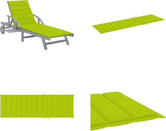 vidaXL Ligbed met kussen massief acaciahout