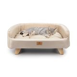 Ferplast FSC®-gecertificeerde houten honden- en kattenkennel met zacht kussen, stijl, comfort en duurzaamheid, 62 x 45 xh 26 cm.