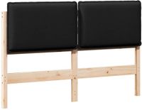 vidaXL - Gestoffeerd hoofdbord met hoofdeinde - Natuurlijk en zwart - 150 cm