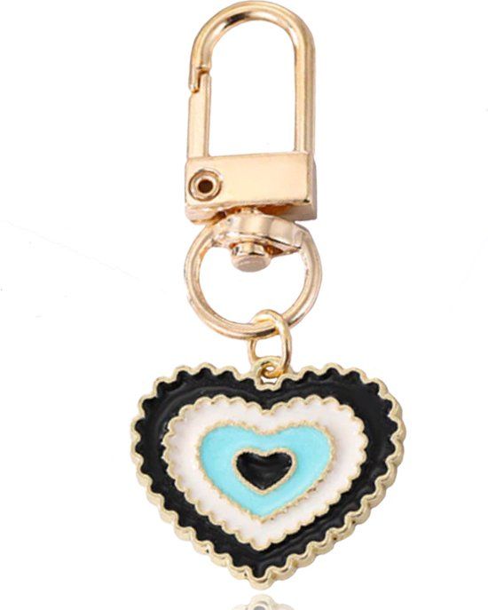 LGT JWLS Lookinggoodtoday Goudkleurige Hart Sleutelhanger Zwart met Musketonhaak
