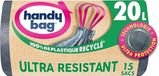 Handy Bag Extra sterke vuilniszakken met schuifgrepen, 20 l x 15 zakken