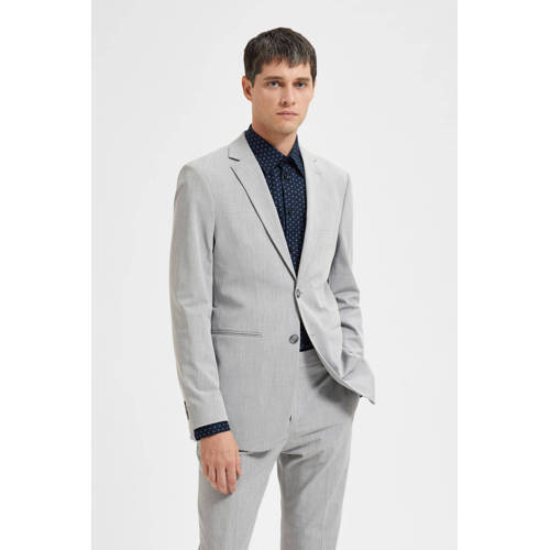 SELECTED HOMME SELECTED HOMME gemêleerd slim fit colbert SLHLIAM van gerecycled polyester light grey melange