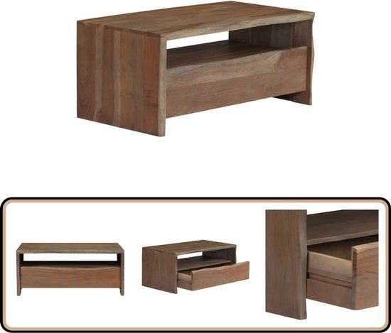 vidaXL Salontafel met natuurlijke rand 90x50x40 cm acaciahout grijs