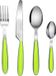 Unyqoos® set de 16 pièces couverts Inox avec poignées colorées – 4 fourchettes, 4 couteaux, 4 cuillères à dessert, 4 cuillères à café