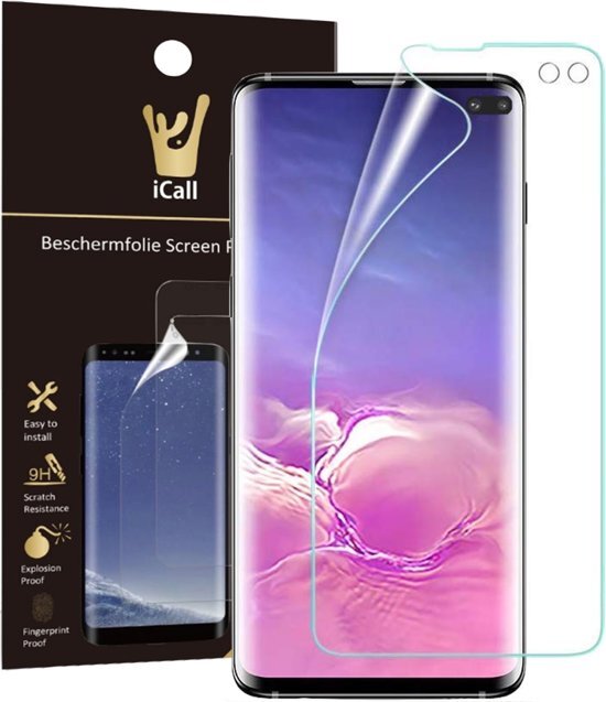 iCall Samsung Galaxy S10 Plus Screenprotector Glas PET Folie Screen Protector Transparant Full-Screen