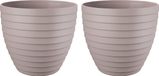 Juypal Hogar Juypal Bloempot/plantenpot Florenzia - 2x - taupe - kunststof - D18 x H16 cm - voor buiten/binnen