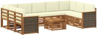 vidaXL Bank loungeset Massief Acacia Hout Natuurlijk en crème