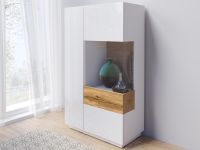 Commode SILAC 2 deuren (rechts) blanc/wotan eik avec éclairage