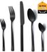 Unyqoos® Set de couverts, 30 pièces pour 6 personnes – couverts noirs en acier inoxydable, incluant couteaux, fourchettes, cuillères et cuillères à café, lavable au lave-vaisselle, adapté pour la maison et le restaurant