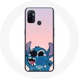 Maniacase Hoesje voor Oppo A53 Stitch de neus in de lucht roze achtergrond