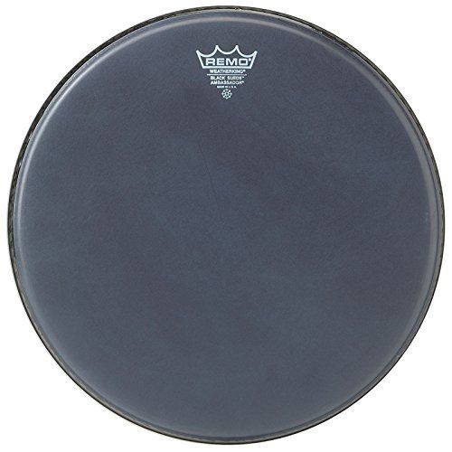 Remo Ambasador zwart Suede 16", Tom Batter/Reso - Tom vel