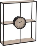 Atmosphera Wandplank met Klok - Wandrekje - Wanddecoratie - Beige - Glas - 60 x 60 cm