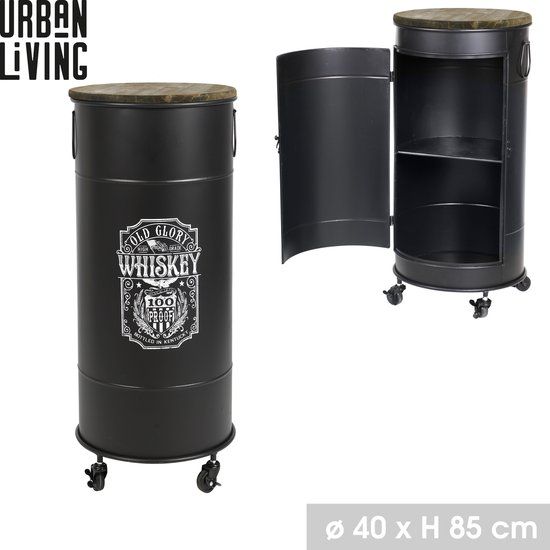 Urban Living CANDY BAR MET DEUR EN WIELEN OLD GLORY WHISKY DESIGN H85CM