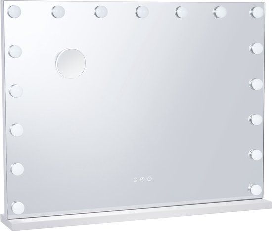 VEVOR Hollywood Make-upspiegel met verlichting, dimbare gloeilampen en 3 kleurverlichtingsmodi, met afneembare 5-voudige vergroting, USB-aansluiting, type C, intelligente touch-bediening, 800 x 138 x
