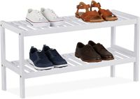 Merkloos Relaxdays Schoenenrek bamboe - 70 cm breed - 2 laags - wit