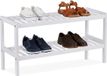 Merkloos Relaxdays Schoenenrek bamboe - 70 cm breed - 2 laags - wit