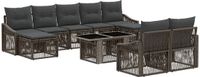 vidaXL Tuinbank Set 10 st Grijs en Donkergrijs poly rattan