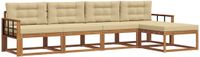 vidaXL Acacia Hout Bank Loungeset 5-zits Natuurlijk en Beige