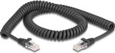 Delock RJ45 Coiled Cable male to male Cat.5e 2 m black