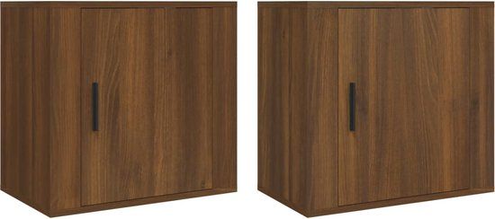 vidaXL Nachtkastjes - Set van 2 - Wandgemonteerd - 50x30x47 cm - Bruin Eikenkleur