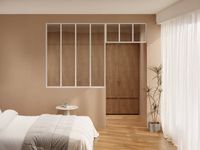 Vente-unique Atelierraam met bovenlicht in thermisch gelakt aluminium - B120 x H130 + B83 x H40 cm - Wit - BAYVIEW