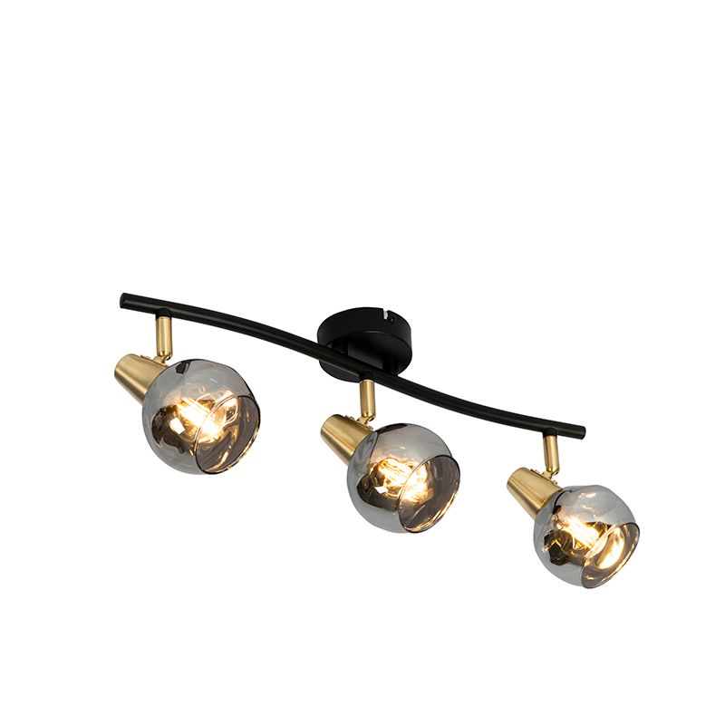 QAZQA Vidro - Art Deco Plafondlamp - 3 lichts - Goud/messing