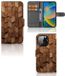 B2Ctelecom Étui style livre pour iPhone 14 Pro Wooden Cubes