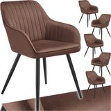 tectake® Eetkamerstoel - Set van 6 - Bruin/zwart