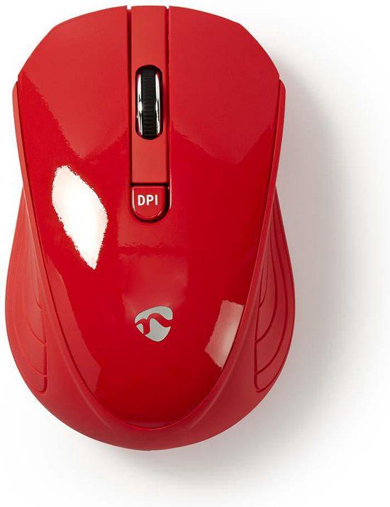 Nedis Draadloze Muis - Rood - 1600 DPI - 4 Knoppen - USB - Stille Muis