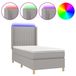 vidaXL Boxspringbed met matras en LED-verlichting, lichtgrijs, 80x200 cm, stof