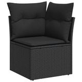 vidaXL 10-delige Loungeset met Kussens Poly Rattan Zwart