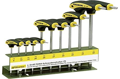 PROXXON industriële L-greep schroevendraaierset T-profiel (10-delig, Torx-schroevendraaier, met houder) 22652