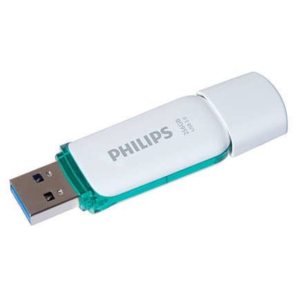 Philips FM25FD75B USB Flash Drive - 256GB - USB 3.2 Gen 1 - Turquoise/White