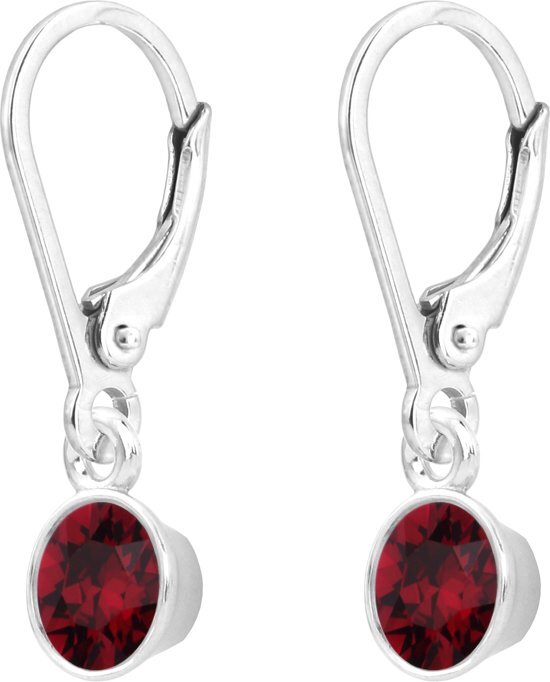 ARLIZI 1641 Oorbellen Swarovski Kristal Hanger - Dames - Sterling Zilver - 2 5 cm - Rood