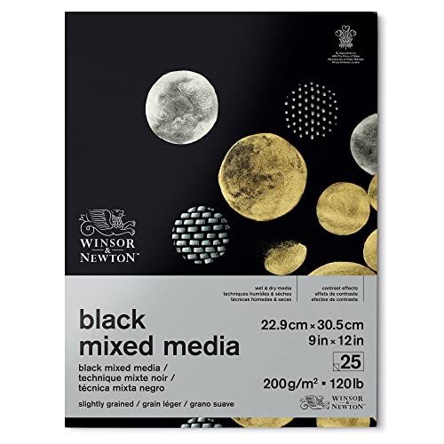 Winsor & Newton - Papierblok zwart voor Mixed Media, 23 x 31 cm, 200 g, 25 vellen