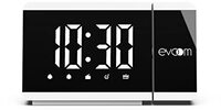 EVOOM Slim UP EV304588 - wekker met over-projector + 2 USB-poorten - radio, thermometer, snooze-modus, dubbel alarm, wit