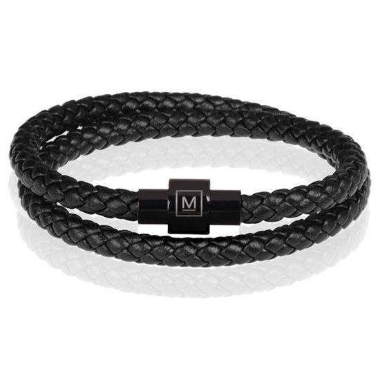 Memphis Leren Wrap Armband Zwart - 23cm