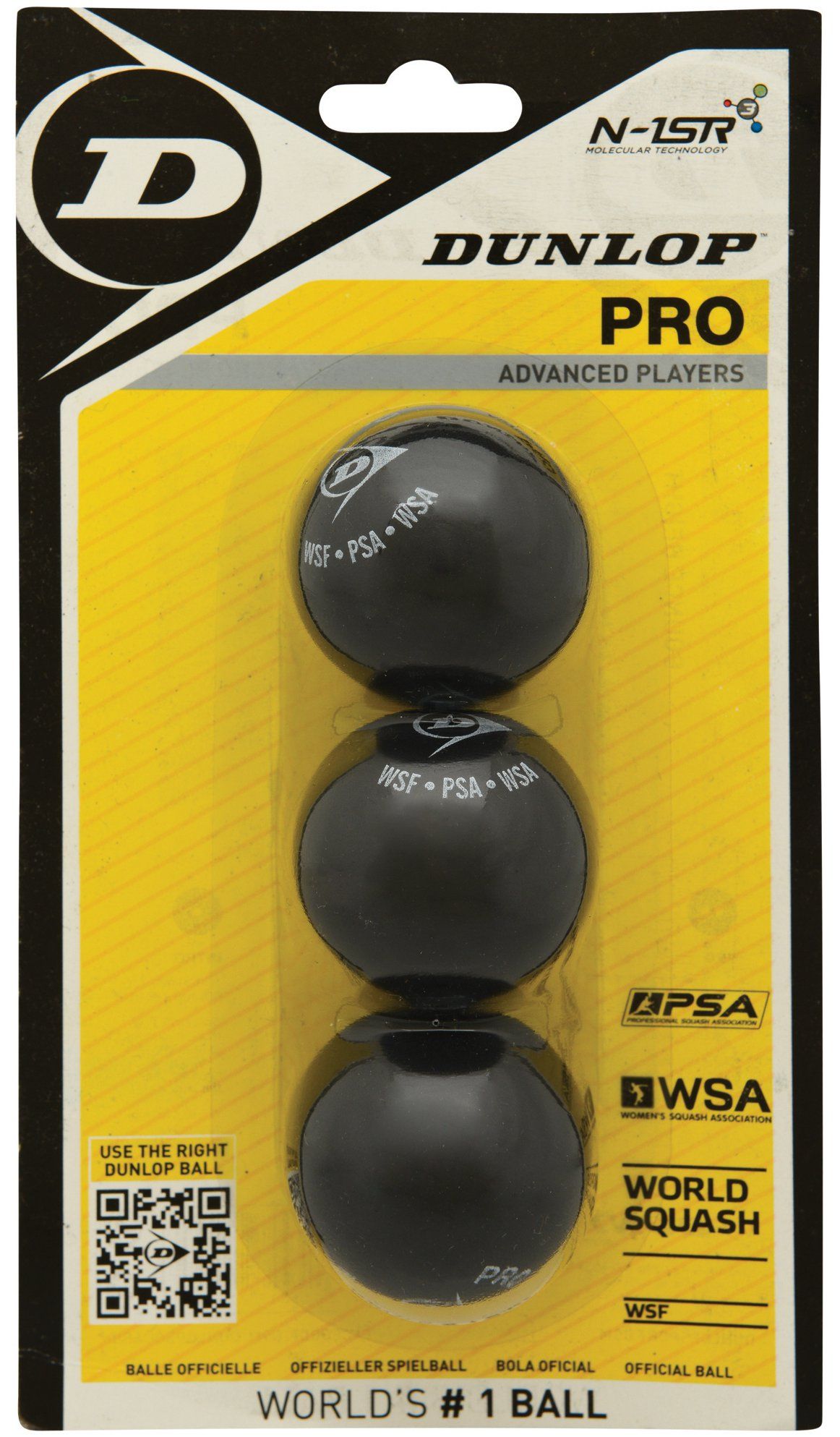 Dunlop Pro Squashbal set van 3 Zwart - Rubber - 5013317211095