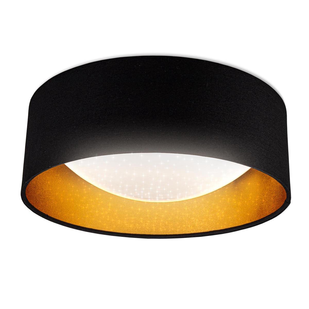 B.K.Licht - Zwart Gouden Plafondlamp - met sterrenhemel effect - rond - vor binnen - kinderkamer lamp - 4.000K - 1.200Lm - 12W