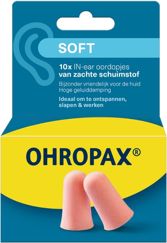 Ohropax Soft Oordopjes – 10 Stuks – Zachte Oordoppen voor Slapen – Geluidsdemping