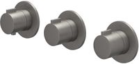 IVY Pact Afbouwdeel Inbouwthermostaat met 2 Stopkranen Symmetry met Ronde Rozetten - Geborsteld Metal Black PVD