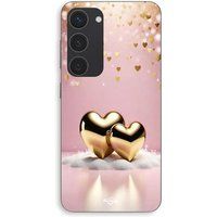 Maniacase Coque Pour Samsung Galaxy S23 coeur dorée brillant