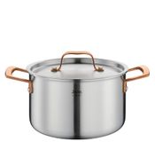 Spring Kookpan GOURMET, meerlaagse pan met deksel van roestvrij staal, geschikt voor de oven, met schaalverdeling aan de binnenkant, Ø 20 cm, hoogte 12 cm, 3,7 liter, roségoud