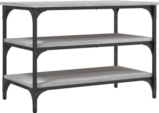 vidaXL Schoenenbankje 70x38,5x49 cm bewerkt hout grijs sonoma eiken