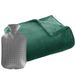 Atmosphera Fleece deken/plaid groen 125 x 150 cm en een warmwater kruik 2 liter