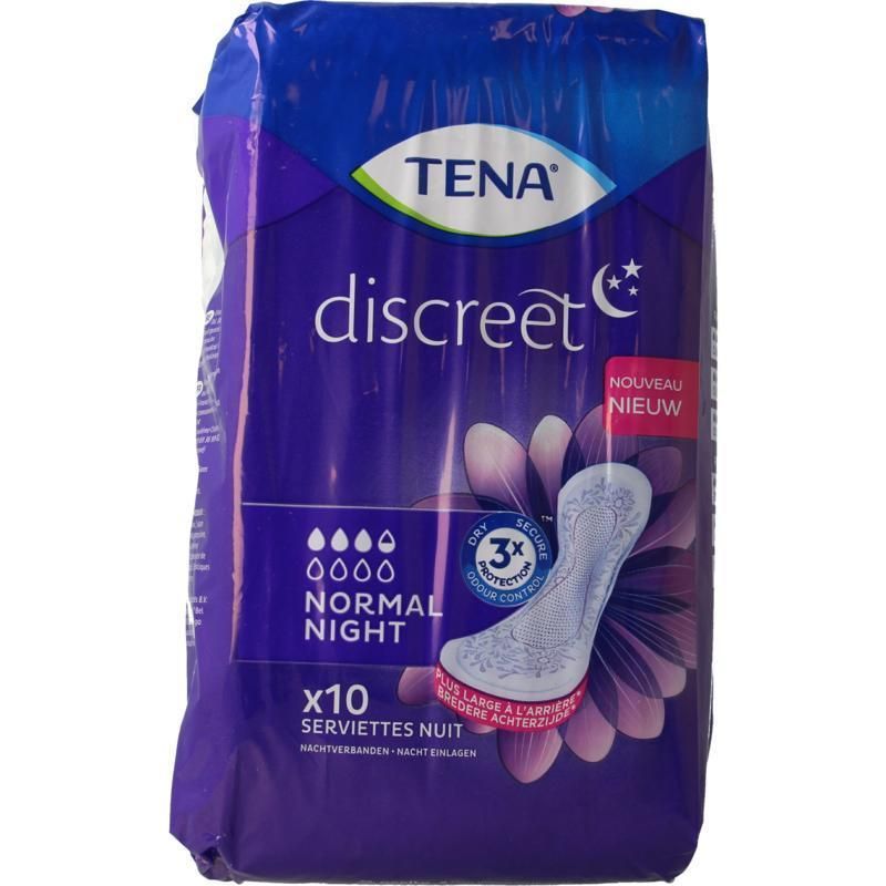 Tena Discreet Normal Night - 10 Pieces