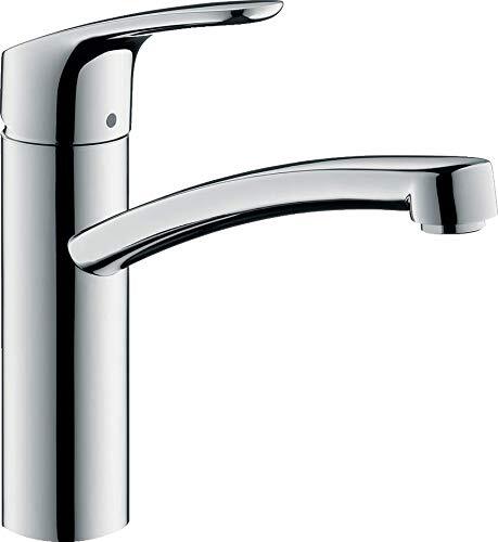 Hansgrohe 31804000 Focus keukenkraan (waterkraan keuken zonder slangenbox, voor lage druk, 360 ° draaibaar, hoge uitloop 160 mm) chroom