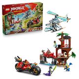LEGO NINJAGO Ninjavoertuigen bij de Boomhut Bouwpakket voor Kinderen – Ninja Speelgoed met Motor, Helikopter, 6 Minifiguren en Zwaarden – Cadeau voor Jongens vanaf 7 Jaar en Fans – 71857